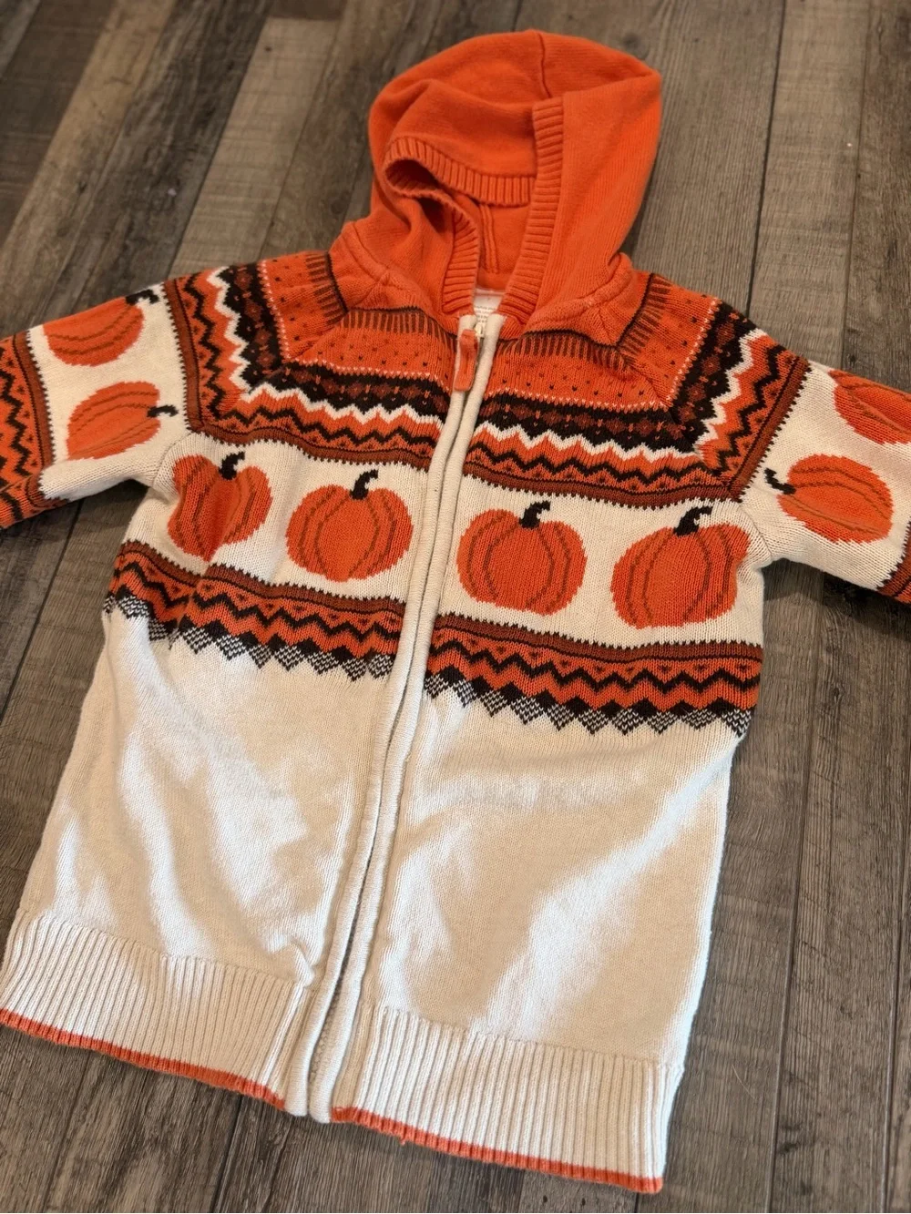🎃 Gymboree Orange Pumpkin Hooded Kids Sweater. Size 7